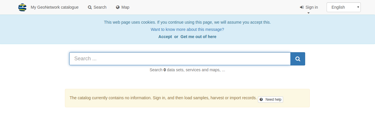 Loading templates and sample data - GeoNetwork Opensource (EN)