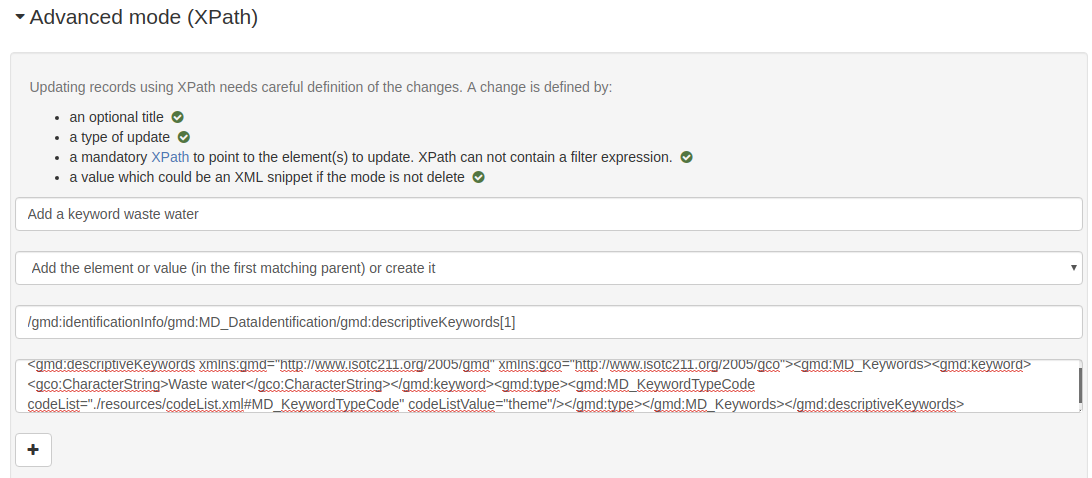 Updating a set of records - GeoNetwork Opensource (EN)